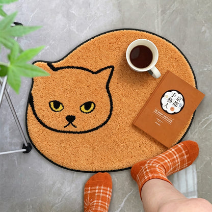 Cute Animal Door Mat, 3D Cat Printed Doormat, Funny Kitten Rug for Bedroom Bathroom & Entrance Decor