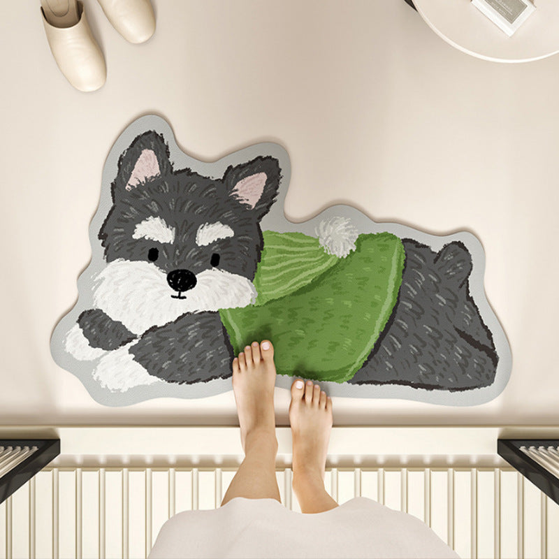 Funny 3D Dog Door Mat, Realistic Puppy Doormat, Cute Animal Rug for Entryway Bedroom & Bathroom
