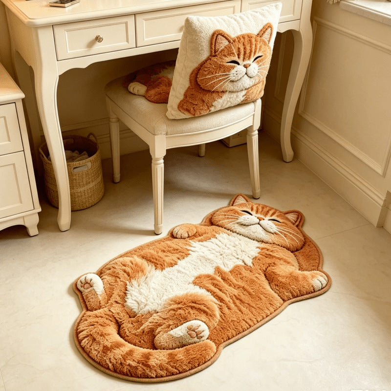 3D Sleeping Cat Doormat, Cute Kitten Door Mat, Funny Animal Floor Rug for Bedroom Bathroom & Entryway