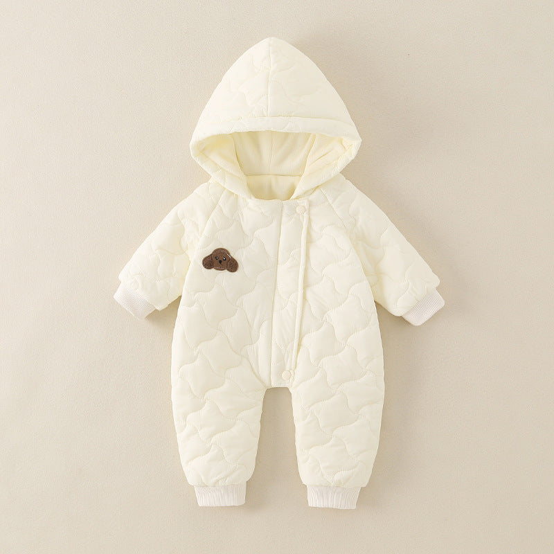 Little One Cozy Fleece Jumpsuit – Cute Animal Hooded Baby Romper 0–3 Years