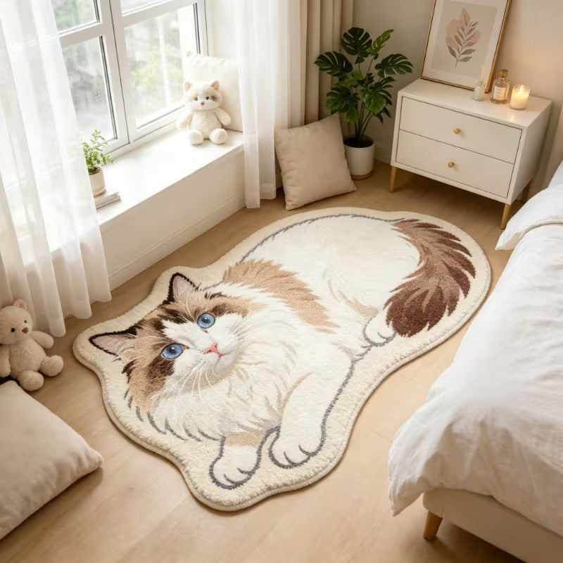 Cat-Like Plush Diatomaceous Earth Floor Mat for Home Bathroom, Absorbent and Quick-Drying Foot Mat