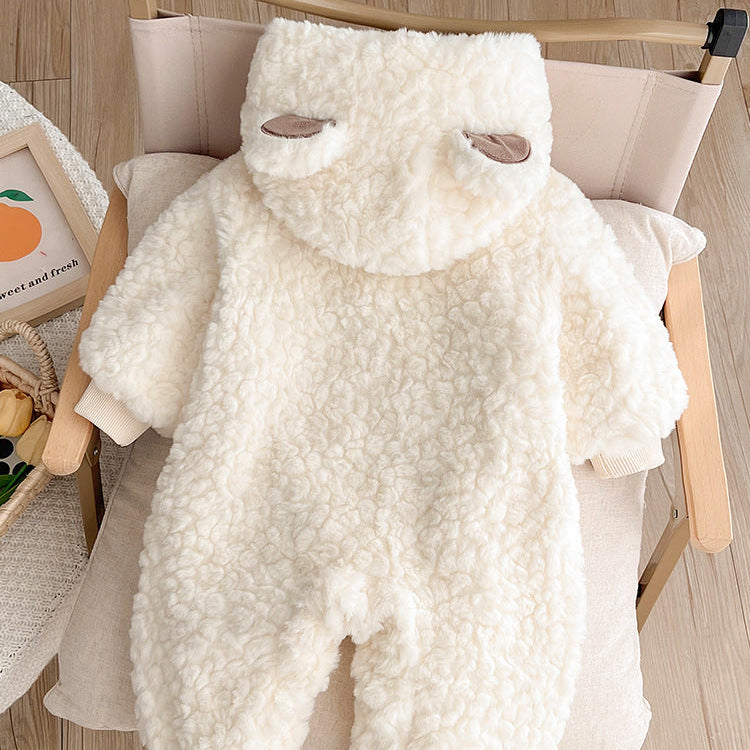 Baby Animal Fleece Jumpsuit – Soft Hooded Romper for Newborns & Toddlers