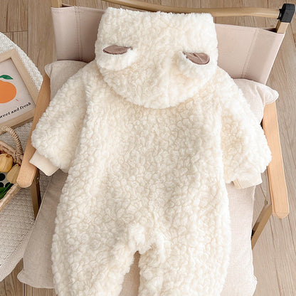Baby Animal Fleece Jumpsuit – Soft Hooded Romper for Newborns & Toddlers