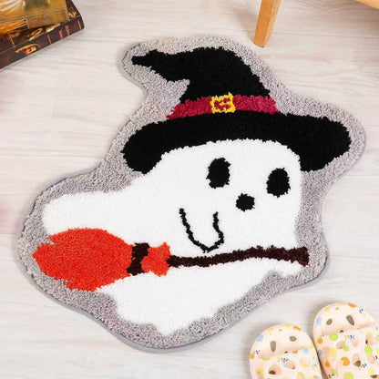 Halloween Alien-Shaped Faux Cashmere Floor Mat, Happy Halloween Funny Gift Home Decor
