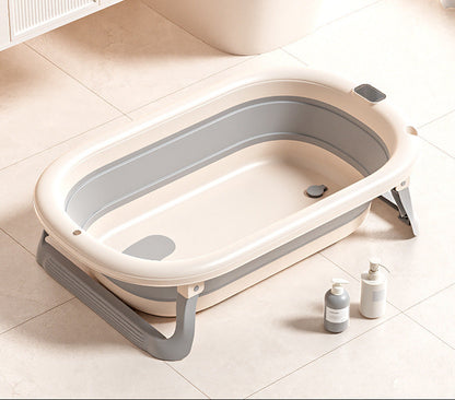 Foldable Baby Bathtub with Temperature Display & Bath Support – Space Saving Infant Toddler Tub with Non-Slip Legs