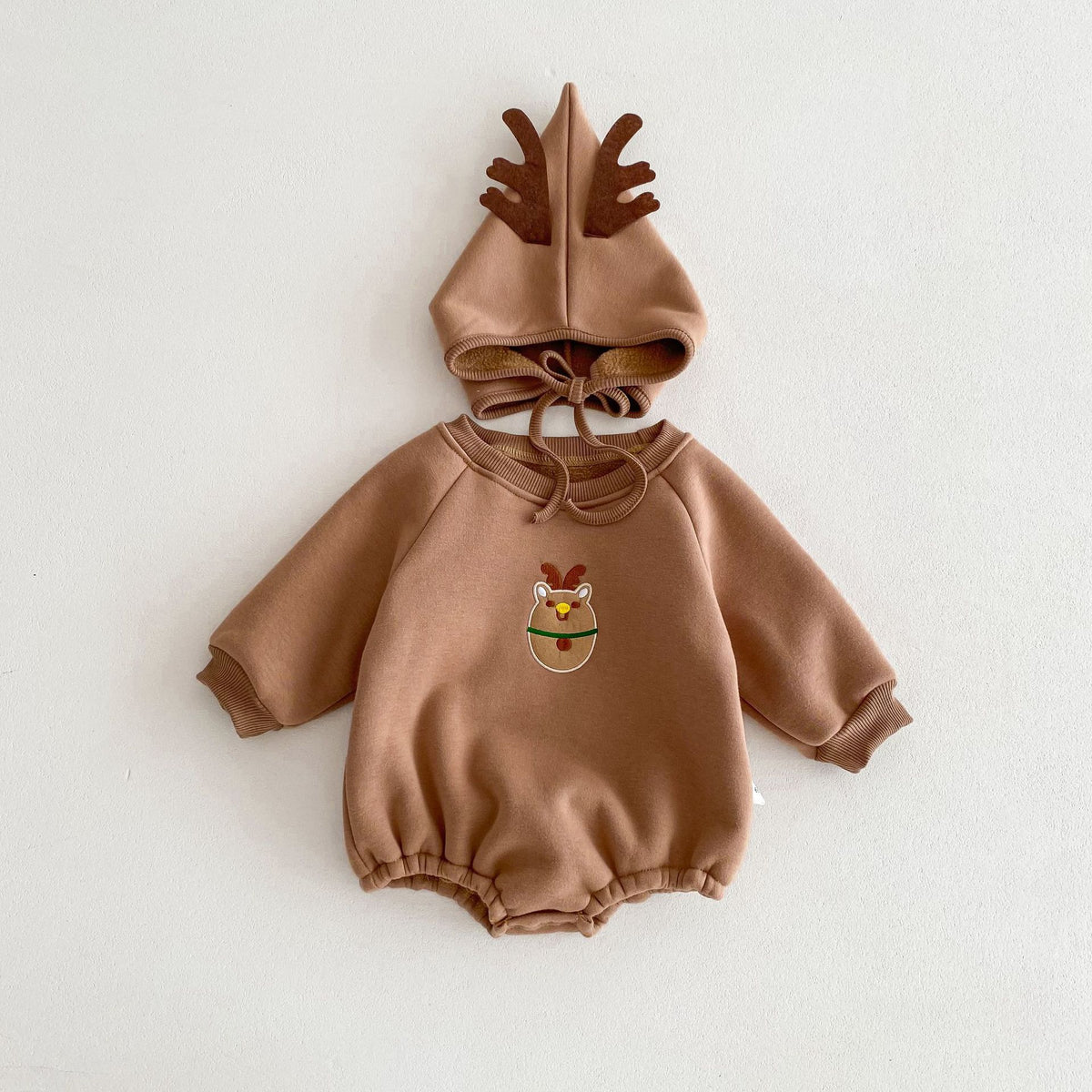 Baby Christmas Outfit for Autumn and Winter, Infant and Toddler One-Piece Fleece-Lined Thickened Romper for Warmth