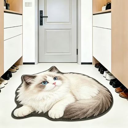 Cat-Like Plush Diatomaceous Earth Floor Mat for Home Bathroom, Absorbent and Quick-Drying Foot Mat