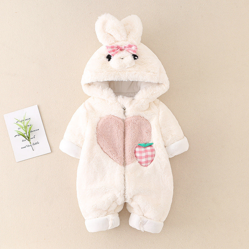 Baby Plush Romper – Warm Hooded Fleece Jumpsuit for Newborns, Babies & Toddlers