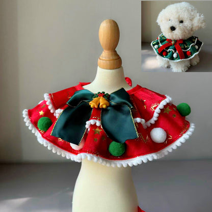 Pet Christmas Holiday Dress-up Scarf Decorative Supplies Dog Scarf Cat Slippery Towel Bib Bow Tie