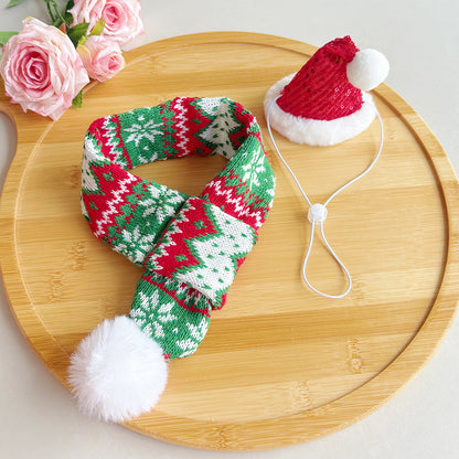 Cat Christmas Outfits Pet Christmas Scarf for Medium and Large Dogs Christmas Hat Warm Dress-Up Dog Collar