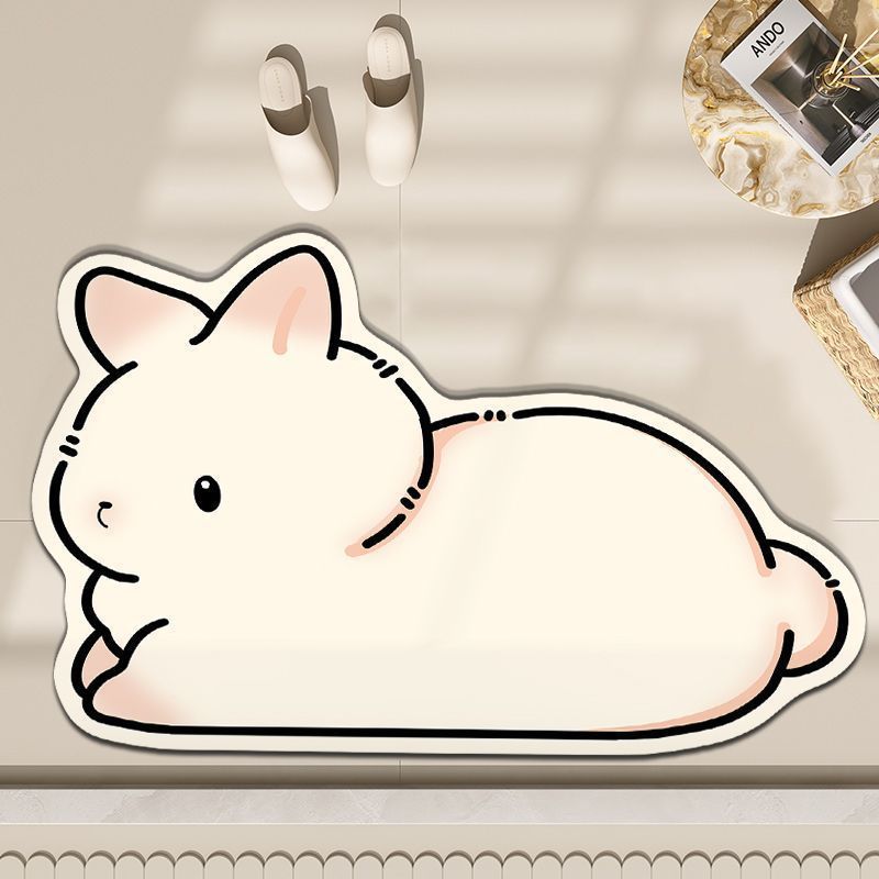 3D Diatom Mud Cat Doormat, Cute Kitten Door Mat, Funny Animal Entrance Rug for Bathroom Bedroom & Front Door