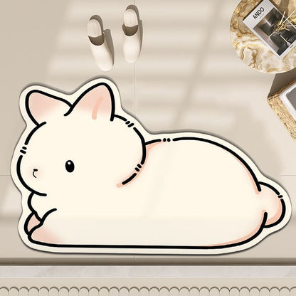 3D Diatom Mud Cat Doormat, Cute Kitten Door Mat, Funny Animal Entrance Rug for Bathroom Bedroom & Front Door