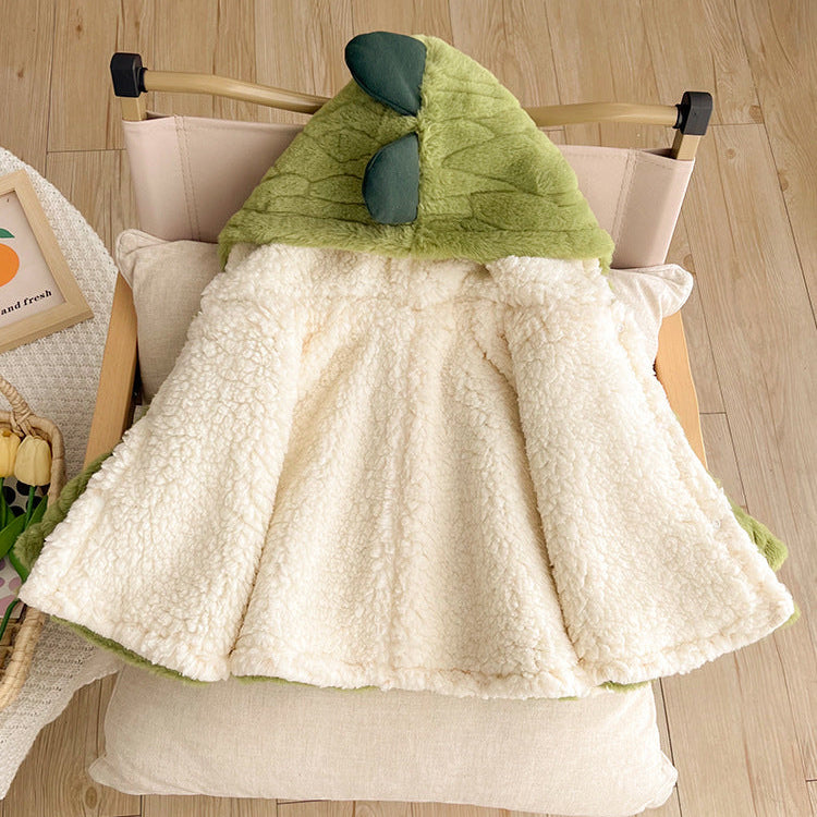 Cute Baby Rabbit Fleece Coat – Soft Hooded One-Piece Outfit for Newborns & Toddlers