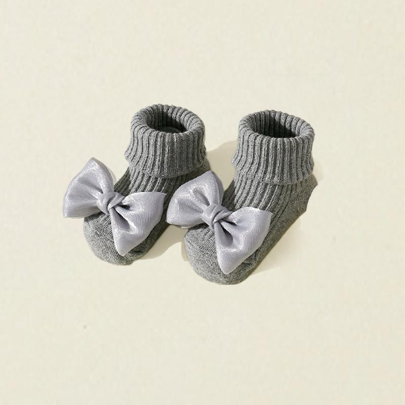 Spring and Autumn Bow-Tie Style Baby Floor Socks, Children's Walking Socks for Boys and Girls