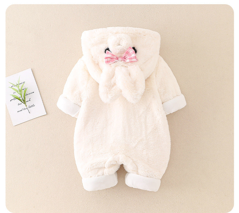 Baby Plush Romper – Warm Hooded Fleece Jumpsuit for Newborns, Babies & Toddlers