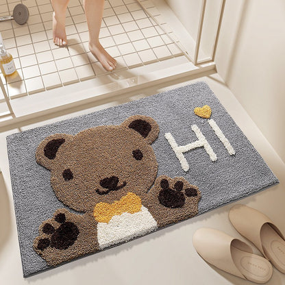 Cute Bathroom Non-Slip Mat, Funny Shaped Velvet Foot Mat, Home Bathtub Mat Home Decor