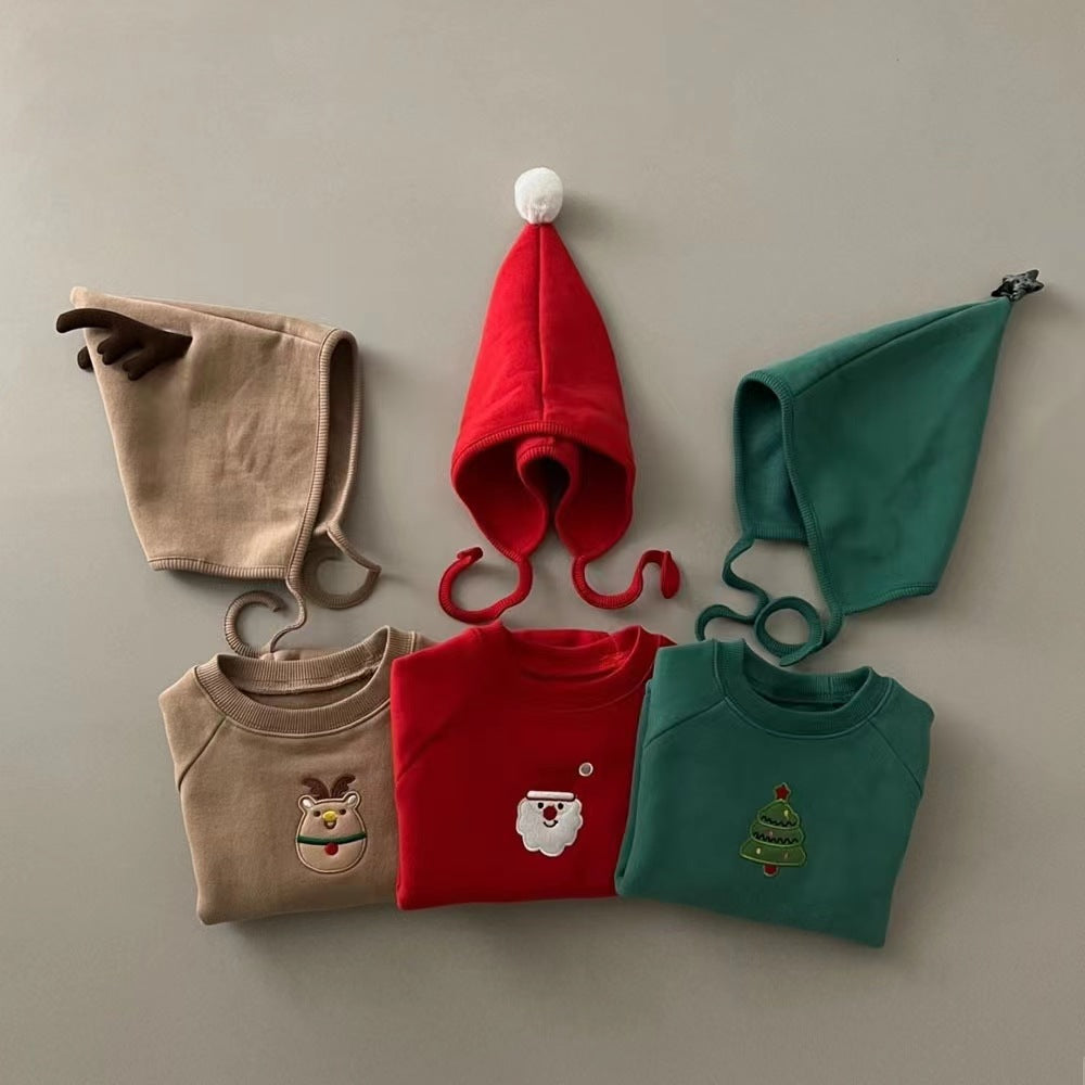 Baby Christmas Outfit for Autumn and Winter, Infant and Toddler One-Piece Fleece-Lined Thickened Romper for Warmth