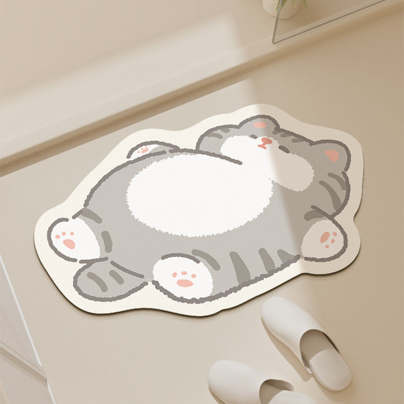 Cute 3D Animal Door Mat, Realistic Kitten Doormat, Funny Pet Rug for Bedroom Bathroom & Entryway