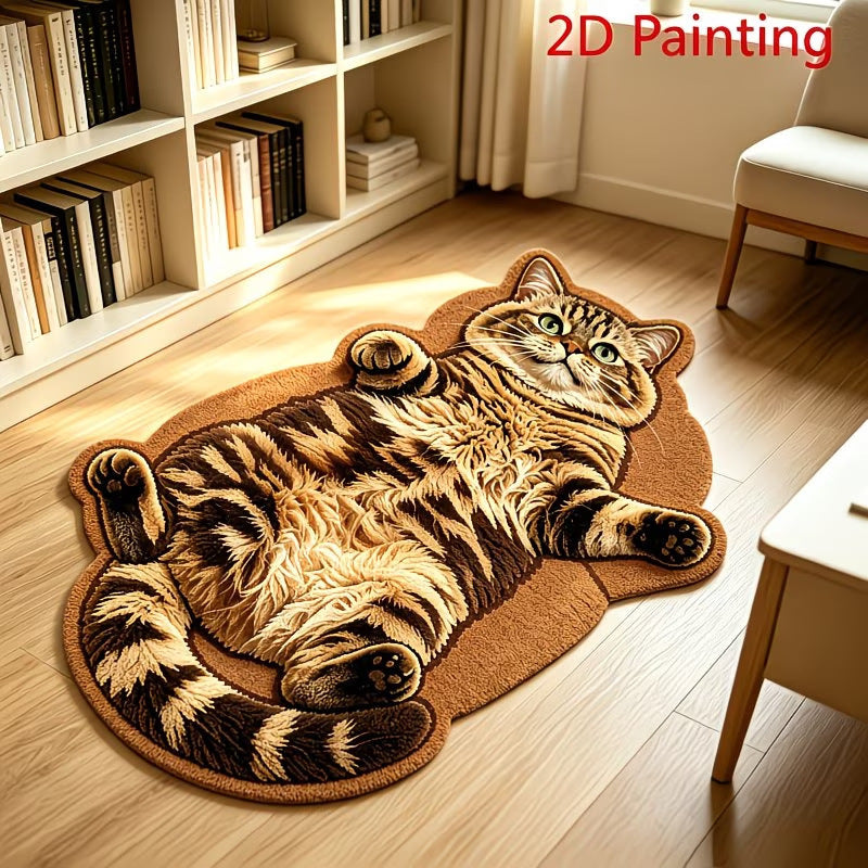 3D Sleeping Cat Doormat, Cute Kitten Door Mat, Funny Animal Floor Rug for Bedroom Bathroom & Entryway
