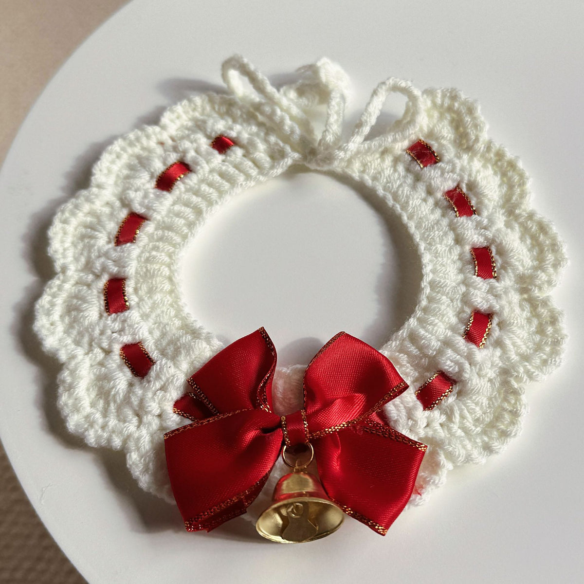 Christmas Cat Scarf, Dog Scarf, Saliva Towel, Small Size Dogs Pet Wool Collar, Hand-Knitted Accessories