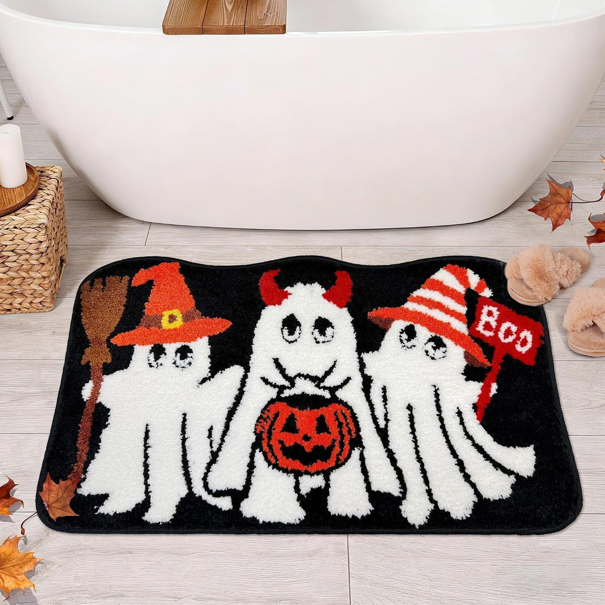 Halloween Alien-Shaped Faux Cashmere Floor Mat, Happy Halloween Funny Gift Home Decor
