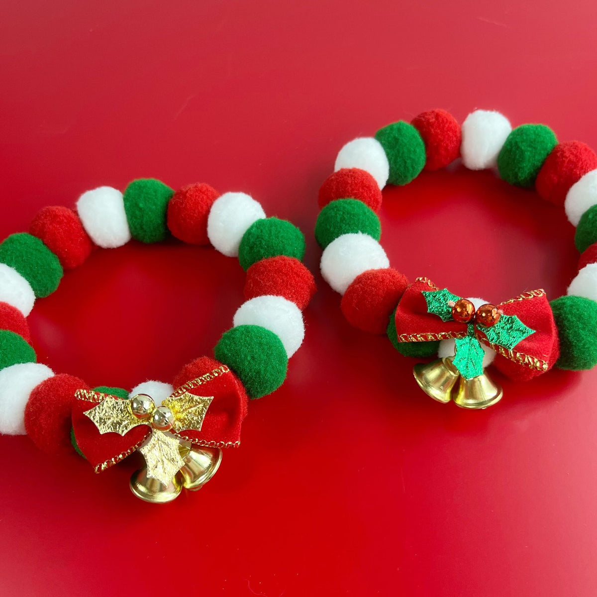 Pet Christmas Bow Collar Cat Bib Christmas Bell Cute Dog Decorations Necklace