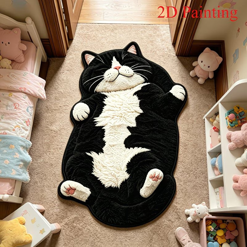 3D Sleeping Cat Doormat, Cute Kitten Door Mat, Funny Animal Floor Rug for Bedroom Bathroom & Entryway