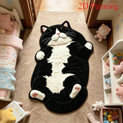 3D Sleeping Cat Doormat, Cute Kitten Door Mat, Funny Animal Floor Rug for Bedroom Bathroom & Entryway