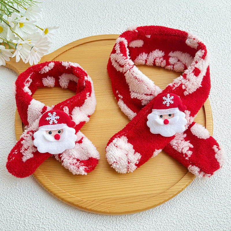 Christmas Pet Scarves, Plush Cat Scarves, Cute Warm Suede Dog Woolen Saliva Towels, Accessories for the Elderly