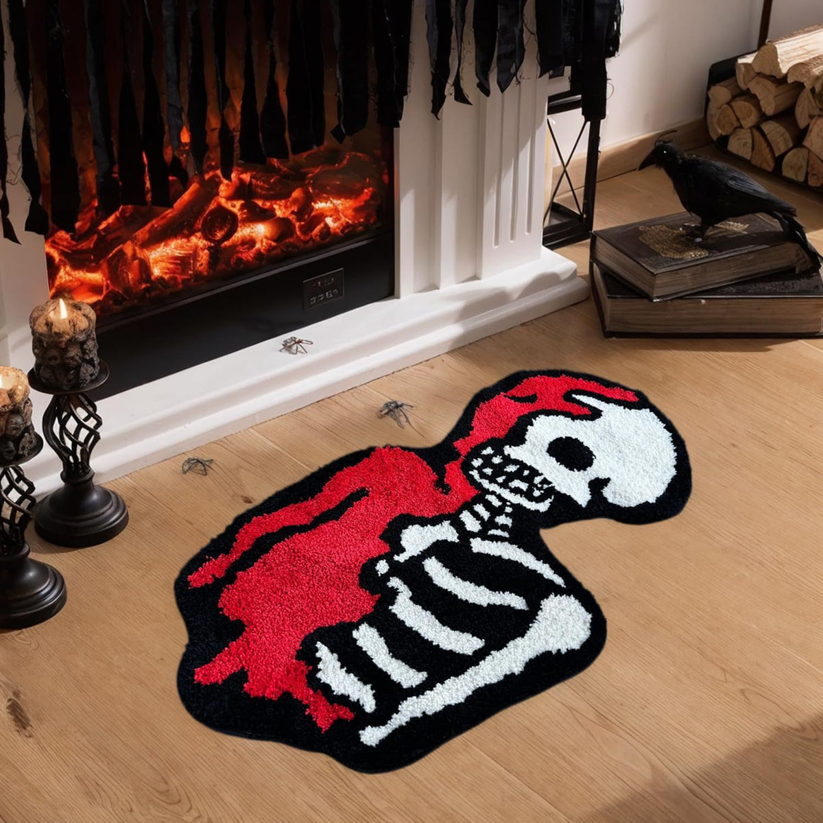 Halloween Alien-Shaped Faux Cashmere Floor Mat, Happy Halloween Funny Gift Home Decor