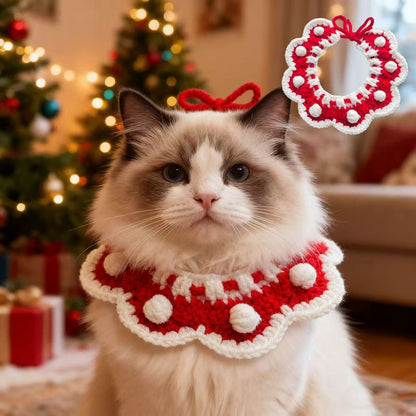 Cat Neck Scarf, Dog Bib, Christmas Knitted Pet Accessories, Collar, Yarn Bow Tie, Dog Drool Bib