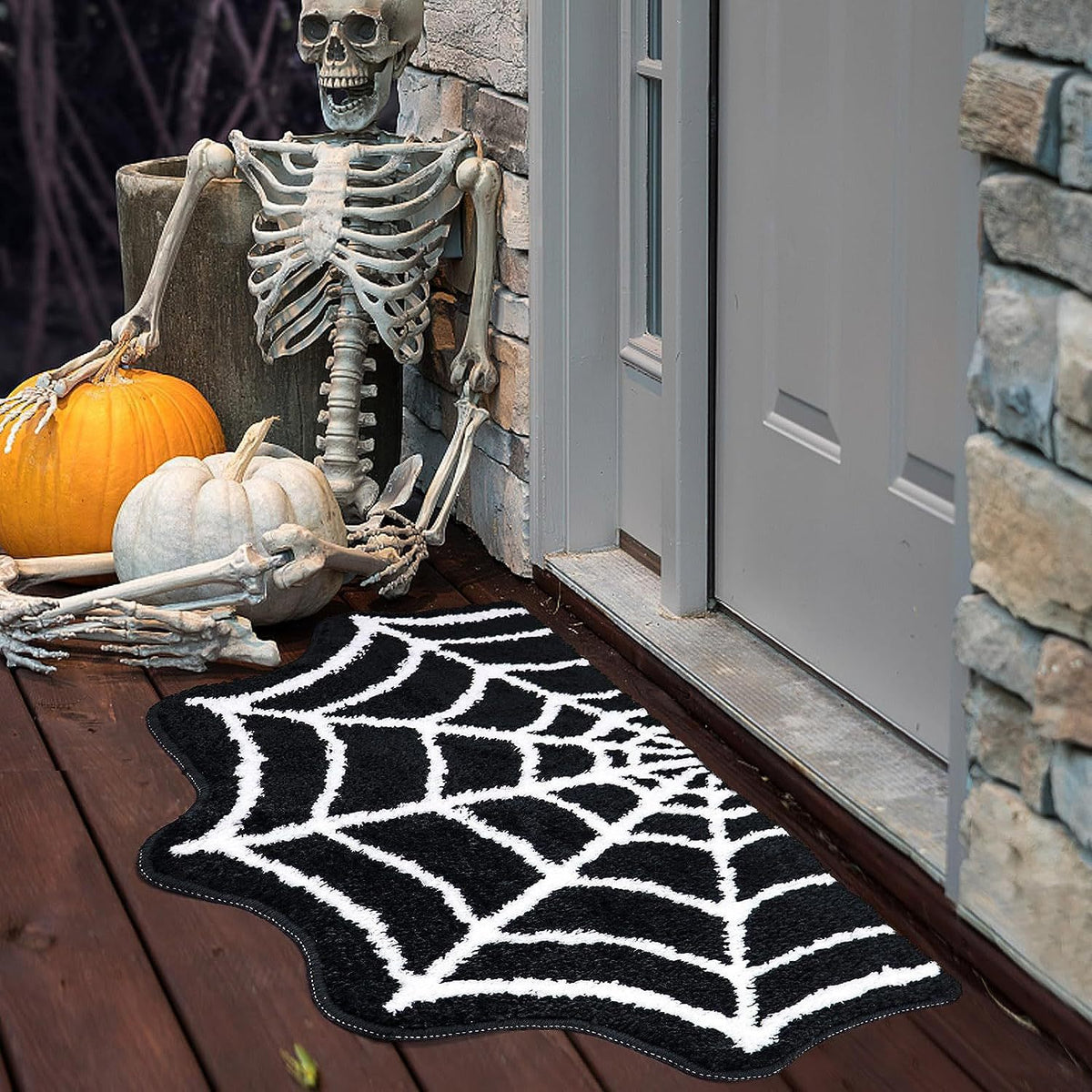Halloween Alien-Shaped Faux Cashmere Floor Mat, Happy Halloween Funny Gift Home Decor