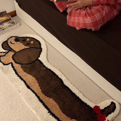 Dachshund Long Cartoon Thick Flocking Carpet Bedroom Bedside Blanket Non-Slip Tufted Floor Mat