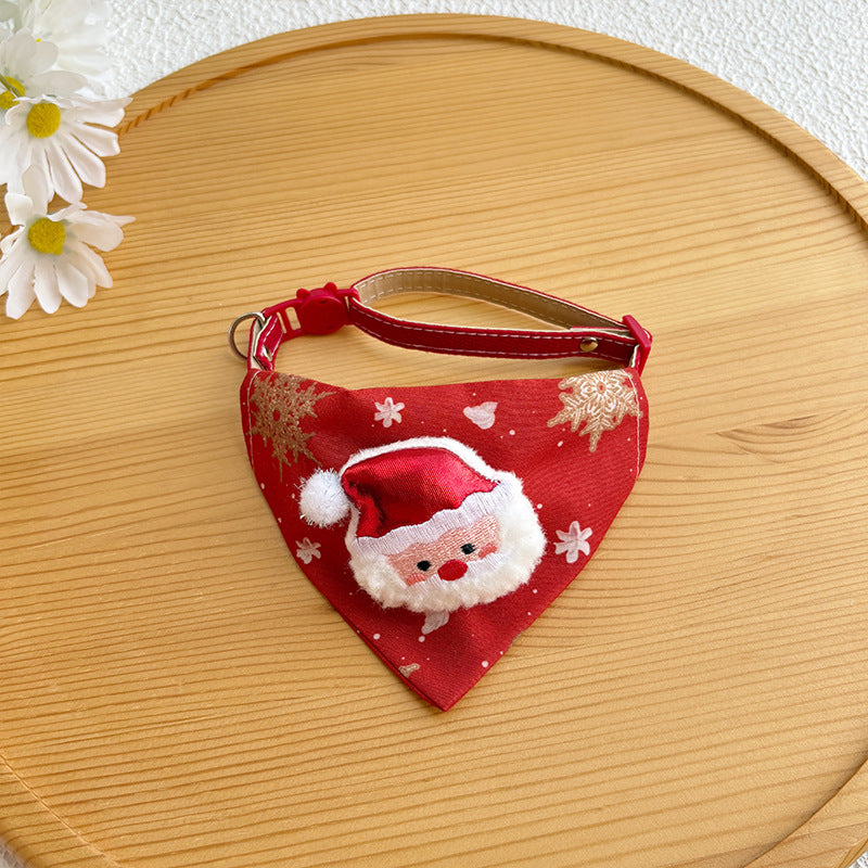 Christmas New Pet Triangle Scarf Collar Cute Cat Christmas Accessories Dog Collar Red Elk
