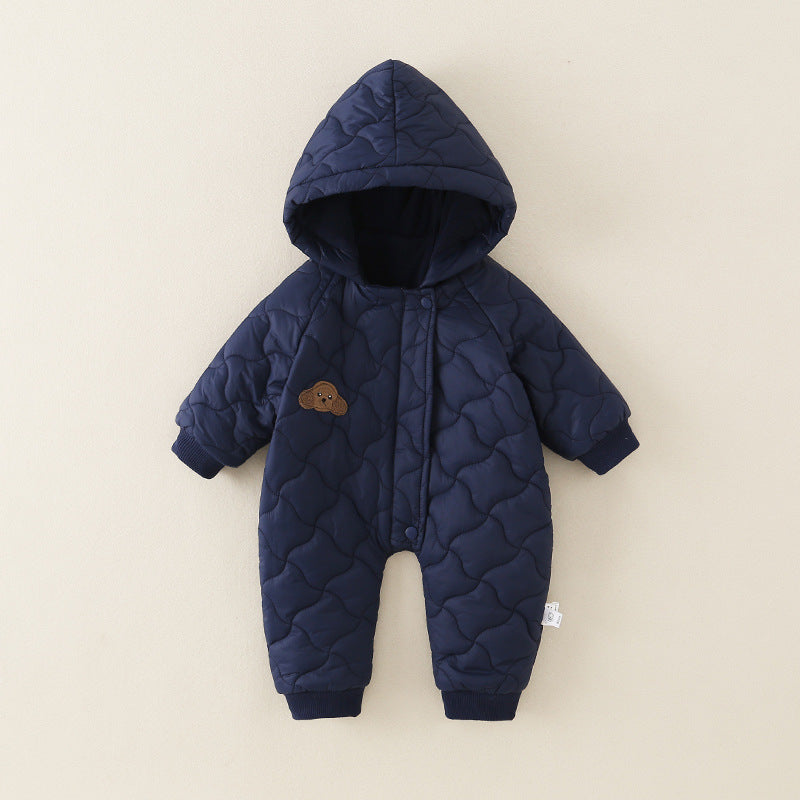 Little One Cozy Fleece Jumpsuit – Cute Animal Hooded Baby Romper 0–3 Years