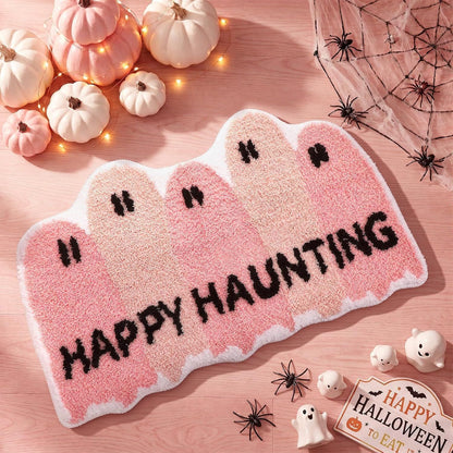 Halloween Alien-Shaped Faux Cashmere Floor Mat, Happy Halloween Funny Gift Home Decor