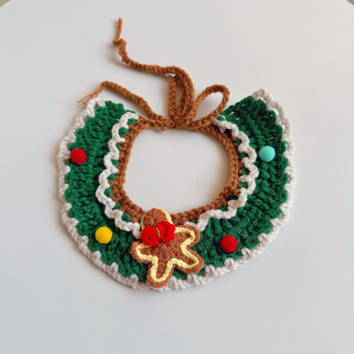 Christmas Cat Scarf, Dog Scarf, Saliva Towel, Small Size Dogs Pet Wool Collar, Hand-Knitted Accessories