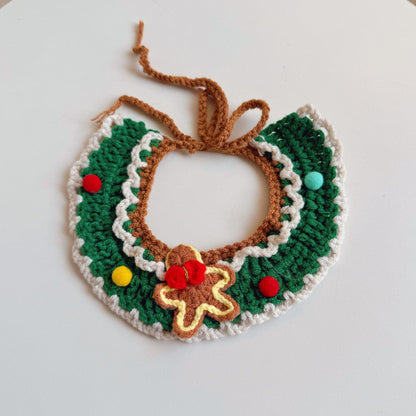 Christmas Cat Scarf, Dog Scarf, Saliva Towel, Small Size Dogs Pet Wool Collar, Hand-Knitted Accessories