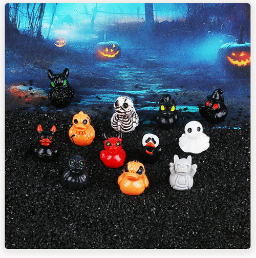 Quirky Ghost Duck Halloween Decoration Creative Devil Skull Duck Resin Desktop Ornament