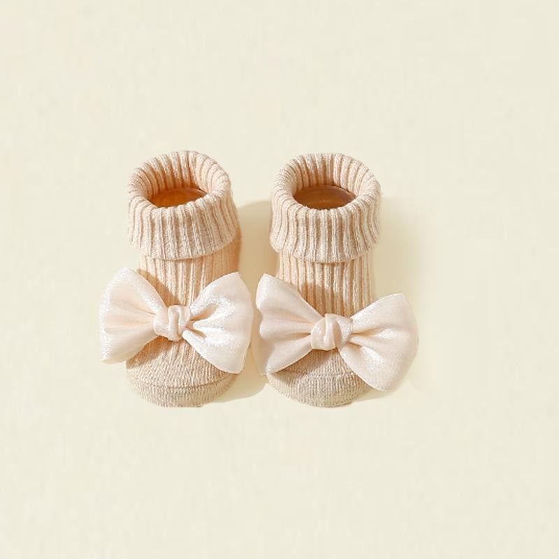 Spring and Autumn Bow-Tie Style Baby Floor Socks, Children's Walking Socks for Boys and Girls