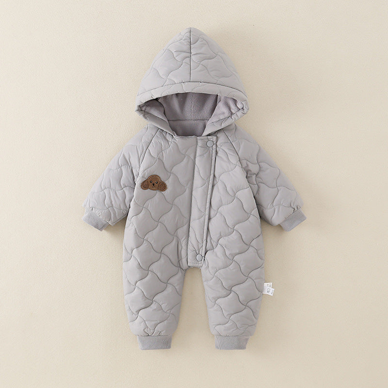 Little One Cozy Fleece Jumpsuit – Cute Animal Hooded Baby Romper 0–3 Years