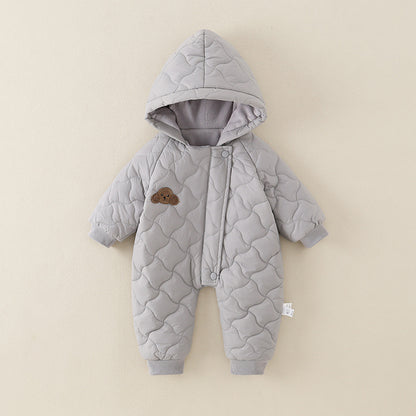 Little One Cozy Fleece Jumpsuit – Cute Animal Hooded Baby Romper 0–3 Years