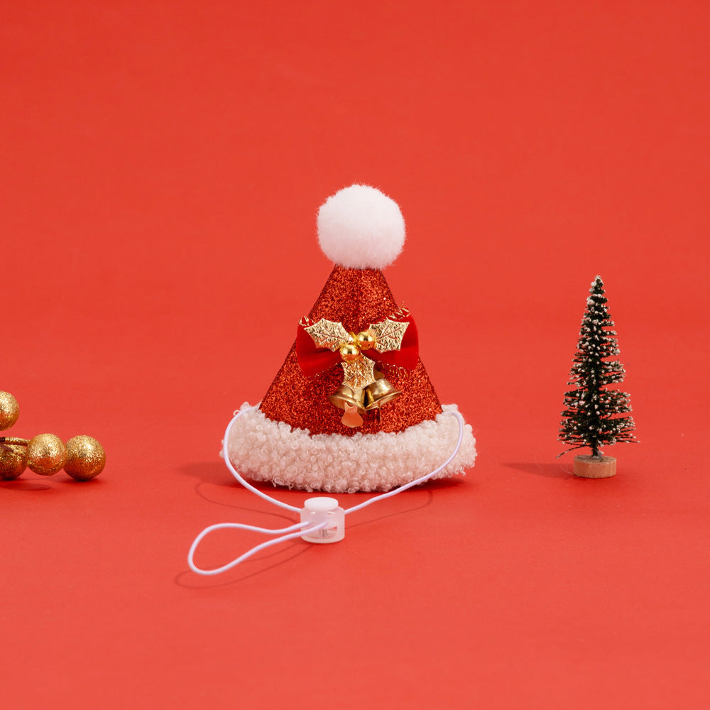 Pet Christmas suit Cat Scarf Headwear Scarf Medium and Small Dog Knitted Wool Hanging Hair Ball Elk
