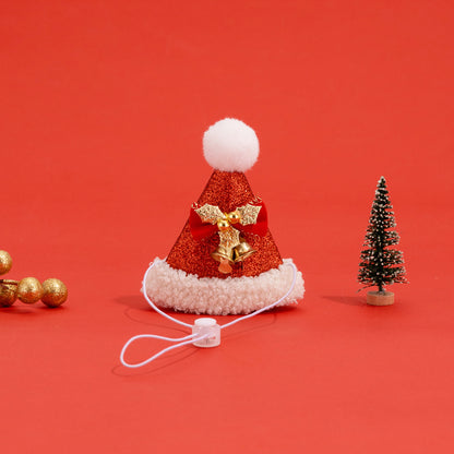 Pet Christmas suit Cat Scarf Headwear Scarf Medium and Small Dog Knitted Wool Hanging Hair Ball Elk