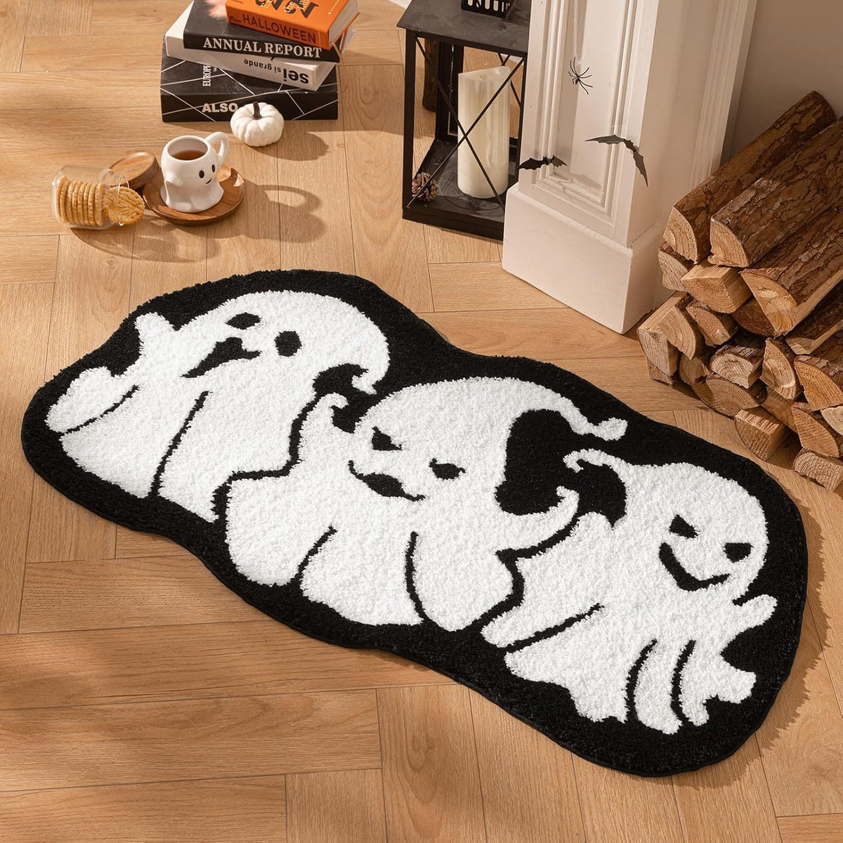 Halloween Alien-Shaped Faux Cashmere Floor Mat, Happy Halloween Funny Gift Home Decor
