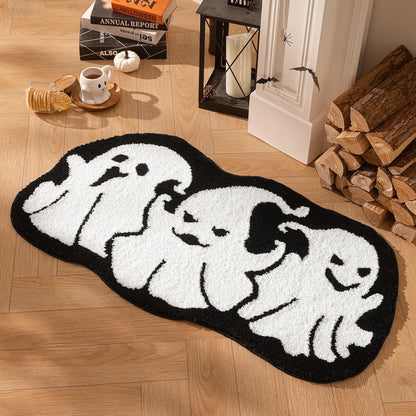 Halloween Alien-Shaped Faux Cashmere Floor Mat, Happy Halloween Funny Gift Home Decor