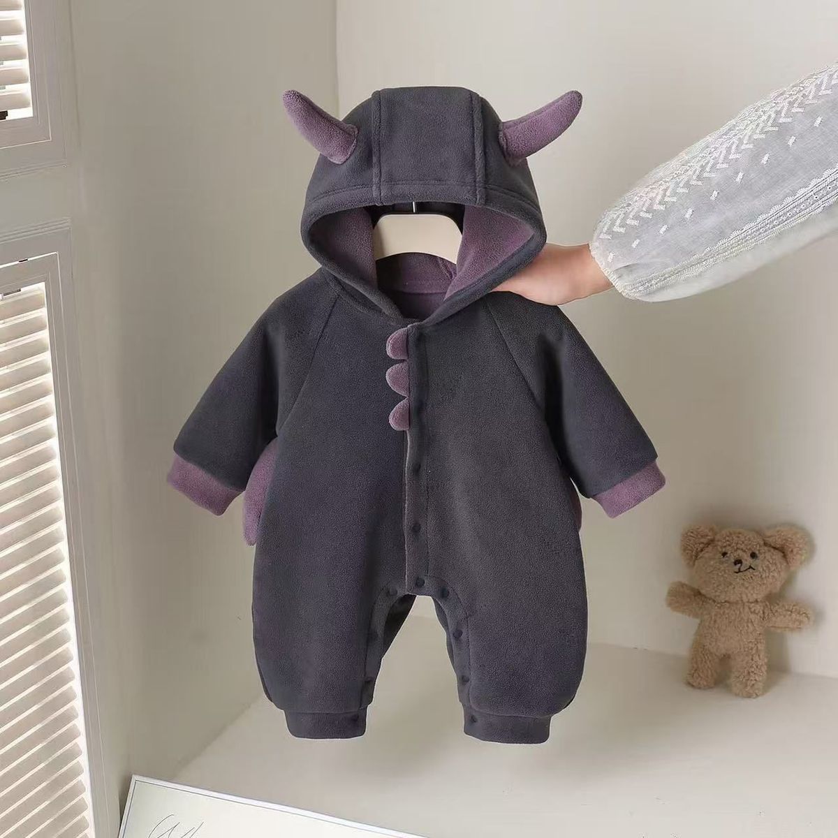 Soft Baby Rabbit Romper – Warm Hooded One-Piece Jumpsuit for Little Ones