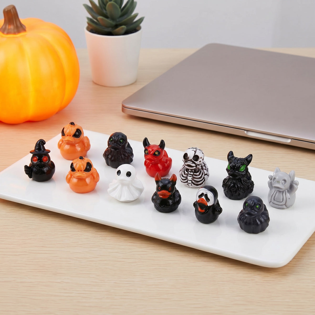 Quirky Ghost Duck Halloween Decoration Creative Devil Skull Duck Resin Desktop Ornament