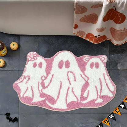 Halloween Alien-Shaped Faux Cashmere Floor Mat, Happy Halloween Funny Gift Home Decor
