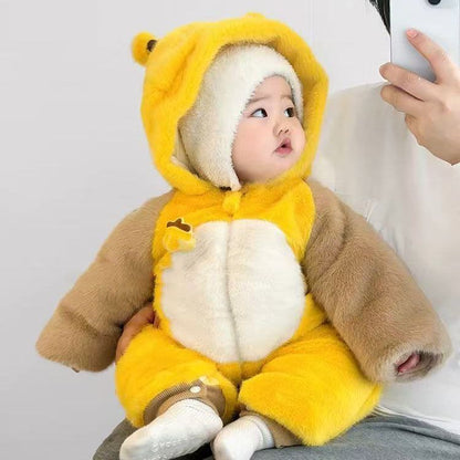 Sweet Baby Hooded Romper – Fluffy Rabbit Fleece One-Piece Outfit for Little Ones